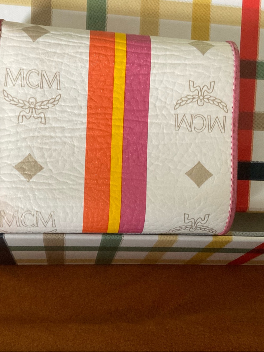 MCM White Visetos Small Trifold Wallet - Picture 11 of 12